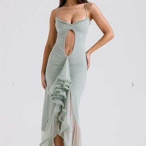 House of cb Gabriella pistachio ruffle dress - new without tags, size small